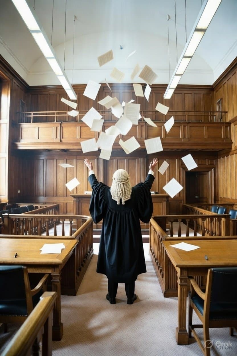 Barrister in courtroom